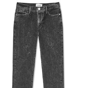 Frame Denim Le High Straight in Edgy Black Acid Wash Jean